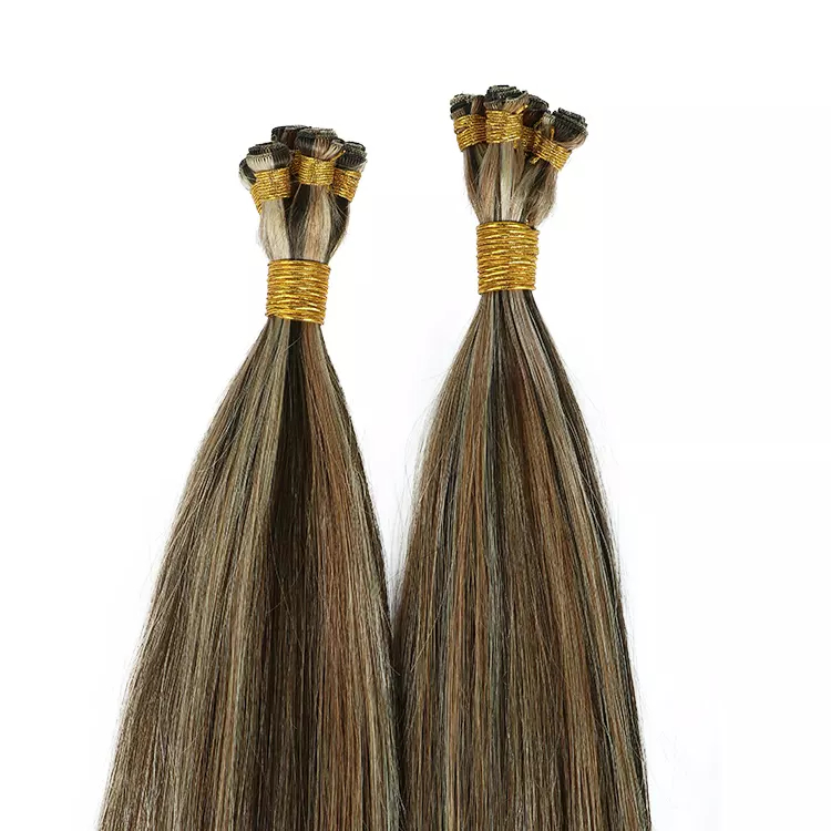 Hand Tied Weft 12A Russian Thin Invisible Ombre 100% Unprocessed Virgin HairHand tied Weft Hair Extensions